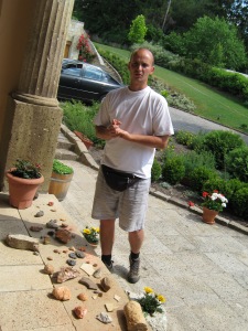 Young Szepsy with rock samples from the vineyards